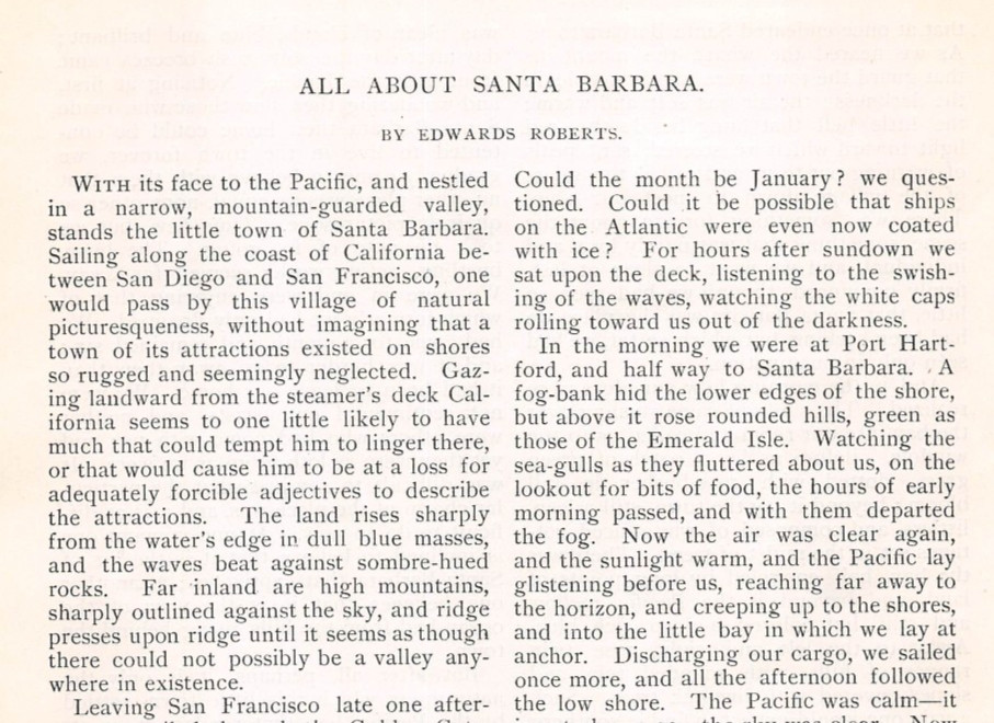 antique 1887 travelogue SANTA BARBARA CA Early Southern California Tourism
