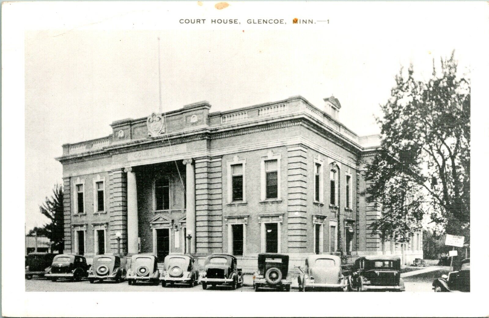 RPPC Court House Building Glencoe MN Minnesota Street View Cars Postcard