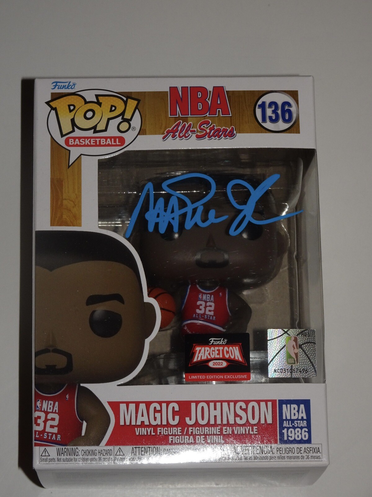 EARVIN MAGIC JOHNSON SIGNED AUTOGRAPHED FUNKO POP 136 TEAM USA BLUE PROOF