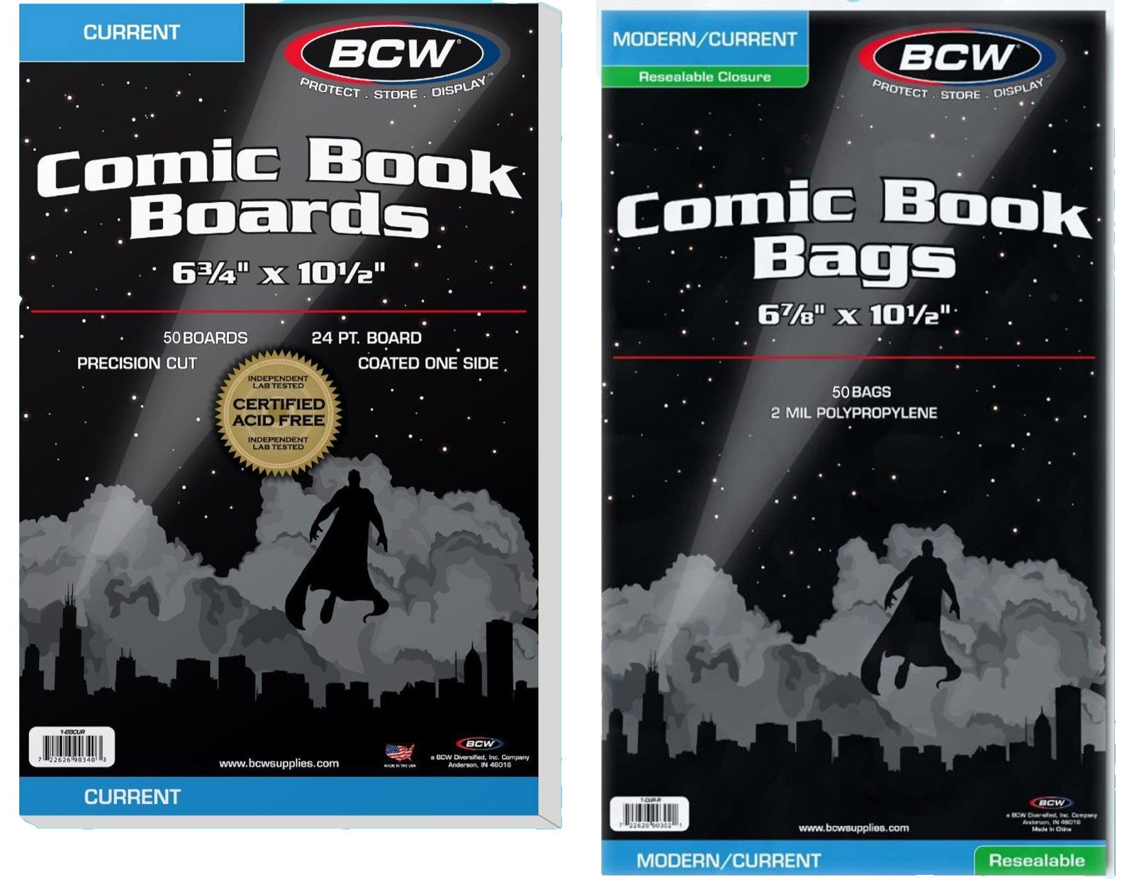 50 BCW Current Comic Book Resealable Bags and Backing Boards Clear Modern