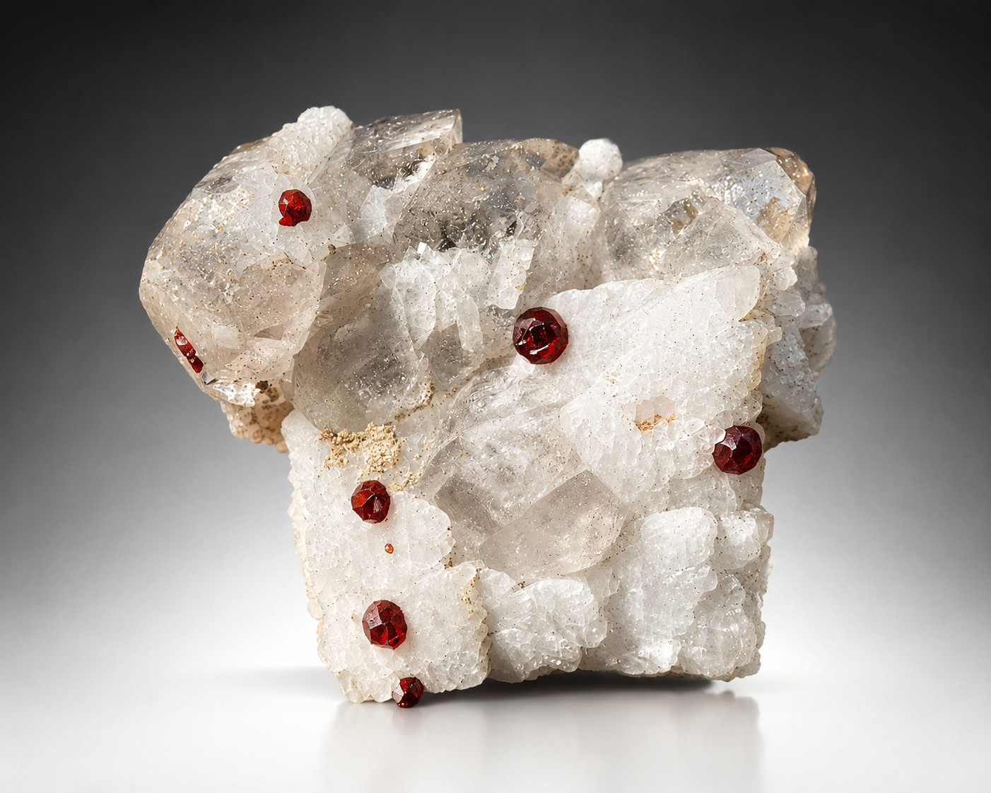 49GM | Natural Red Garnet Etched & Quartz Crystal Specimen | Skardu Pakistan