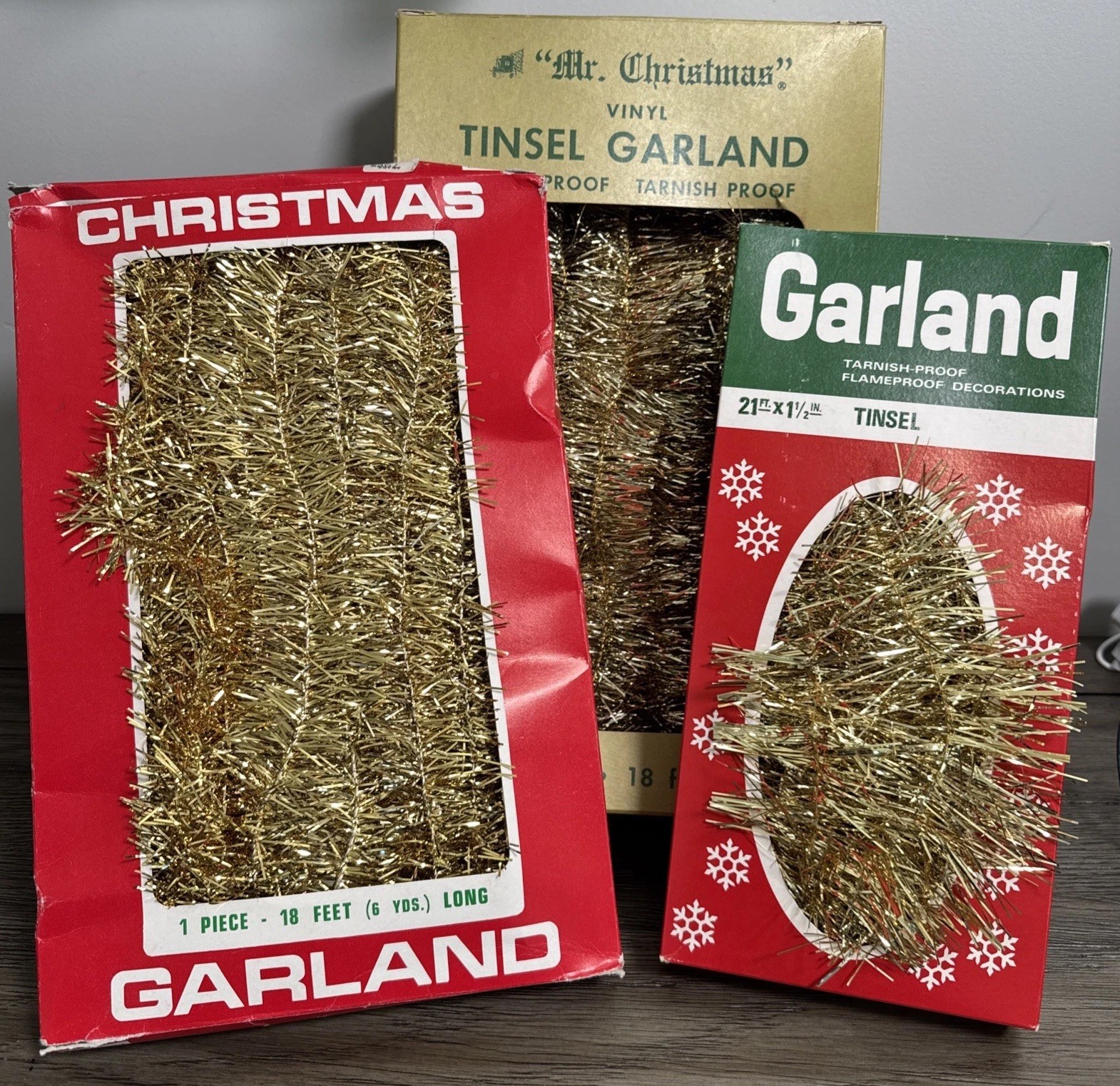 Vtg 1970s Mr Christmas & Garland Tarnish-Proof Gold TINSEL Sears Tree *Read