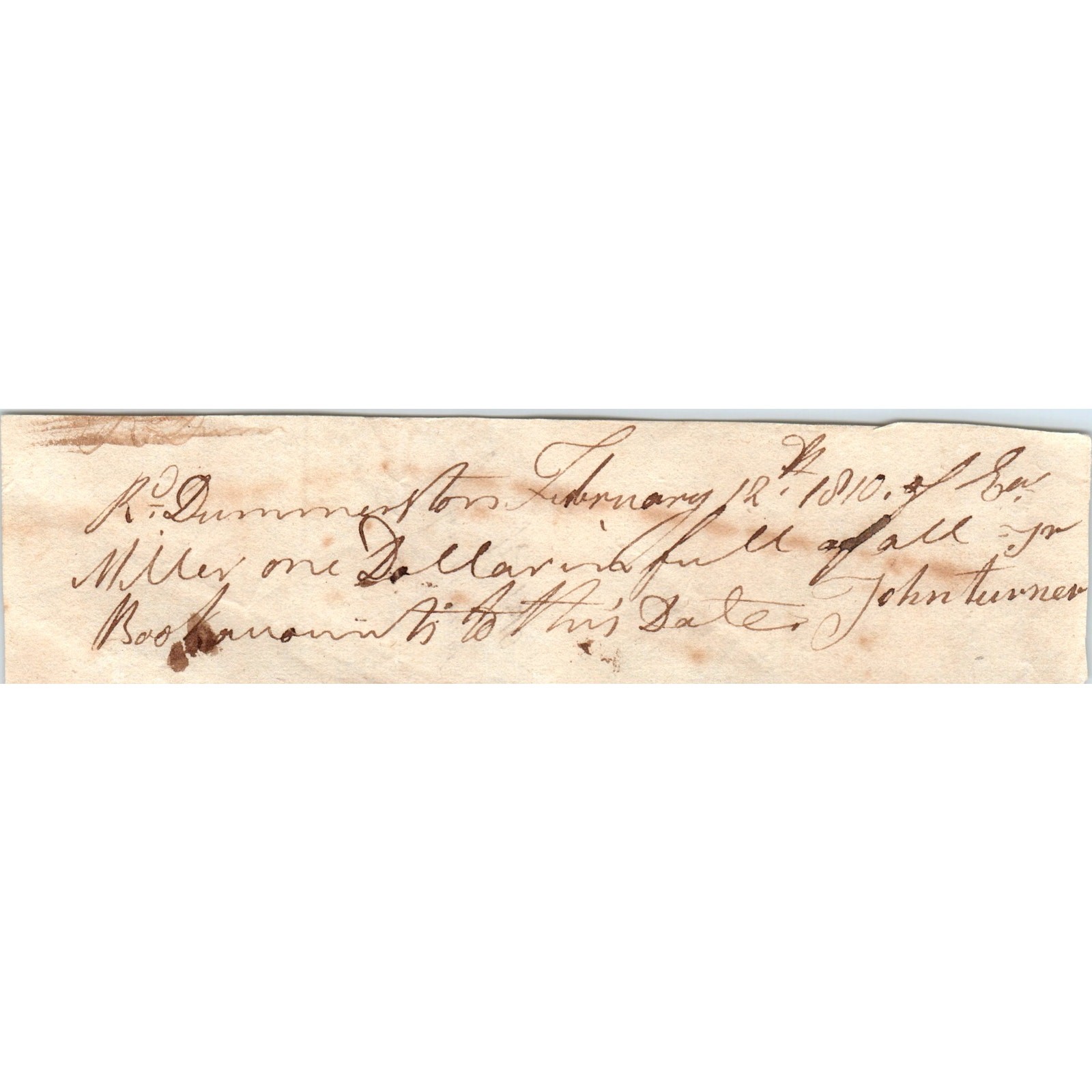 1810 Handwritten Letter Thomas Miller John Turner Dummerston VT AF2-A3