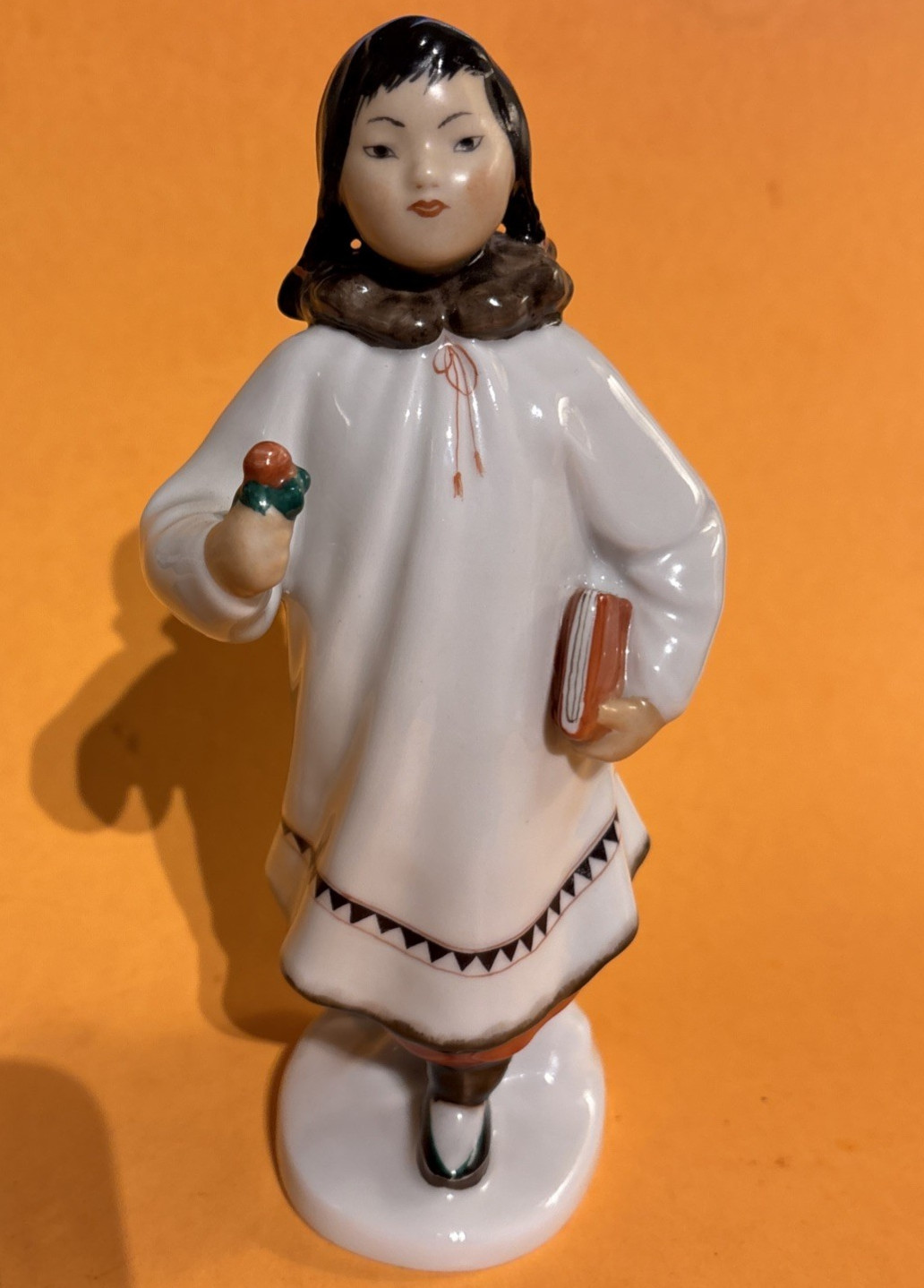 Lomonosov LFZ Porcelain Figurine Arctic Girl Made in USSR Vintage, 7 3/4\