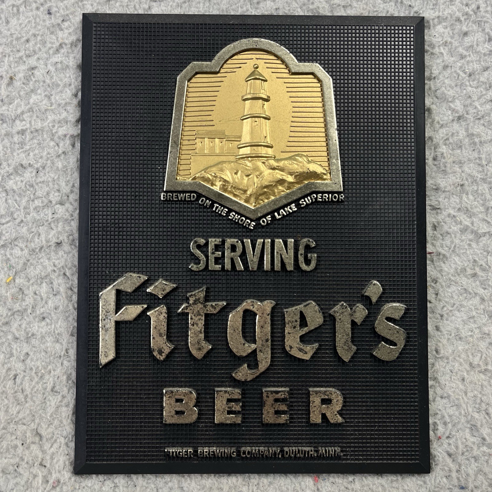 Vintage Fitgers Beer Sign Advertising Small Plastic Sign Split Rock Lighthouse