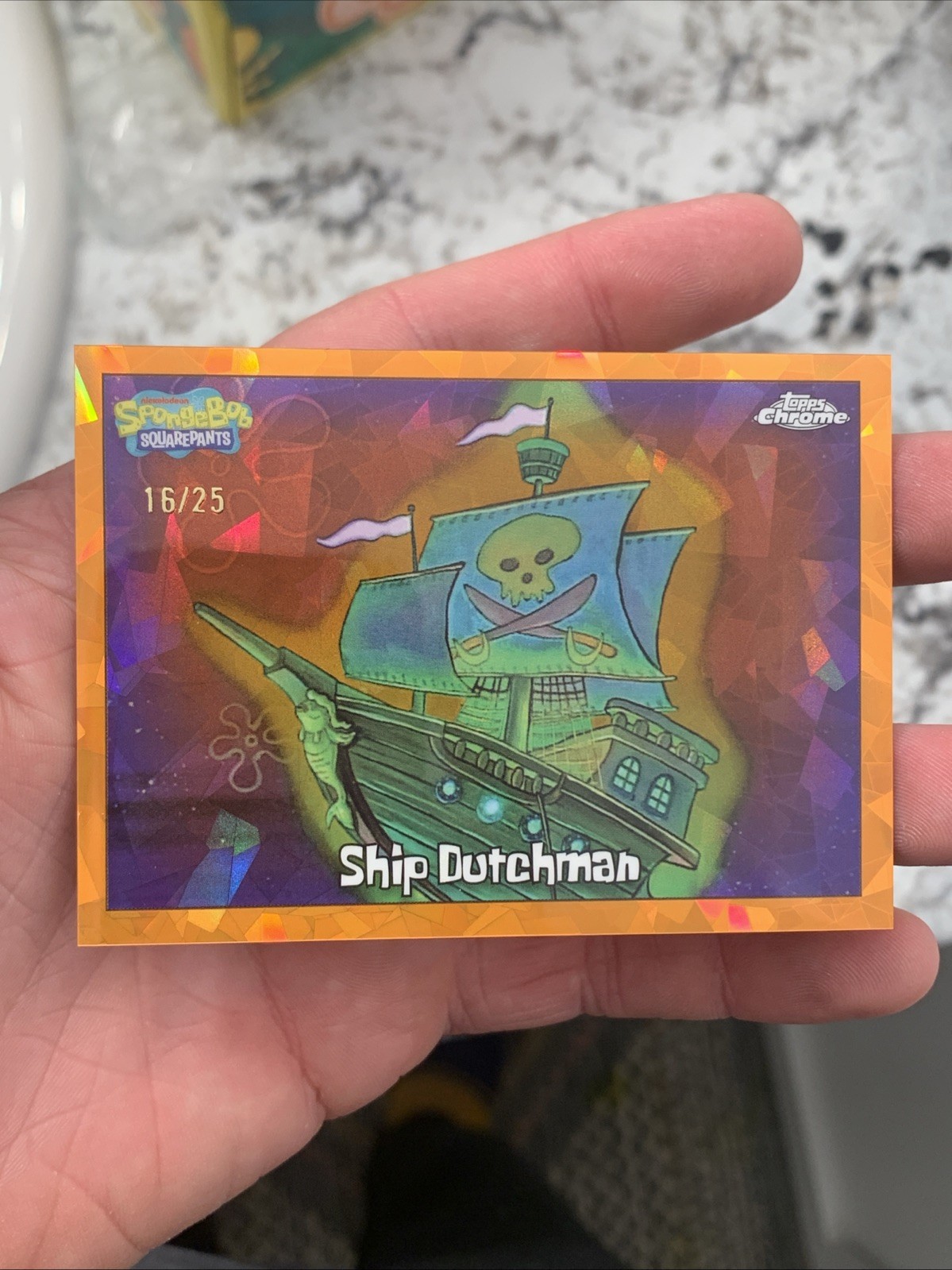 2025 Topps Chrome SpongeBob Sapphire Ship Dutchman Orange Refractor #/25 DH