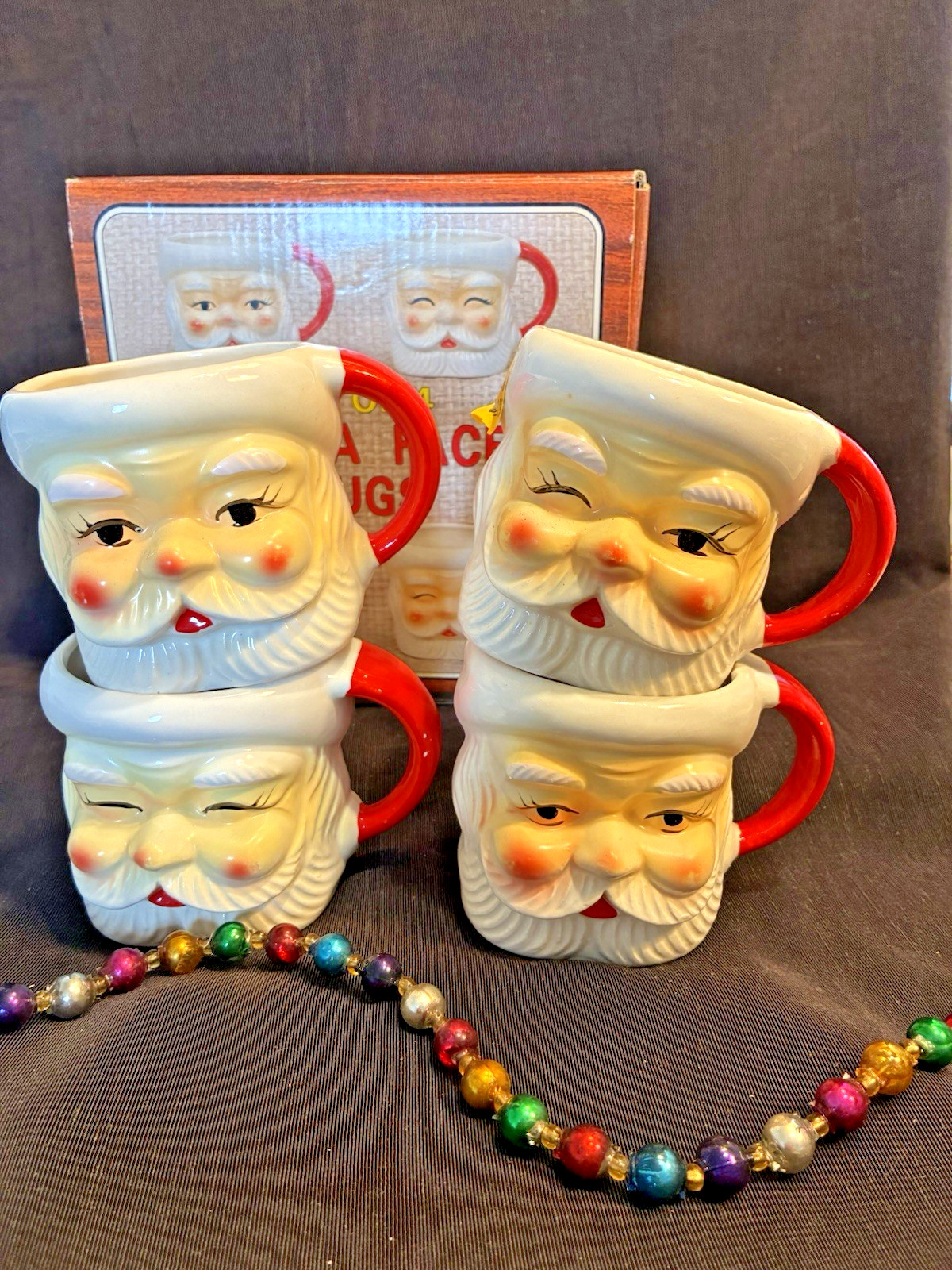 2 Vintage Santa Claus Face Mug  (reserved for Cindy)