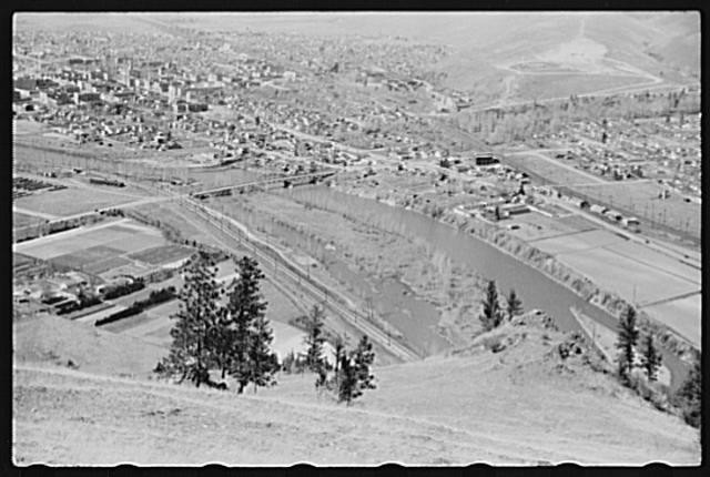 Photo:Missoula Montana 1942 Aerial View of City and Valley Farmland FSA