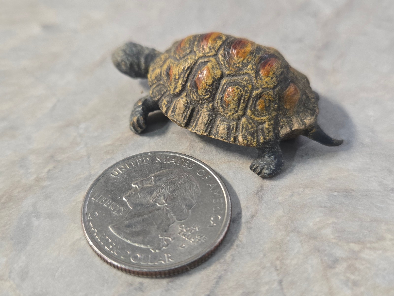 Antique Austrian Cold Painted Bronze Turtle Miniature Figure Bergman Style