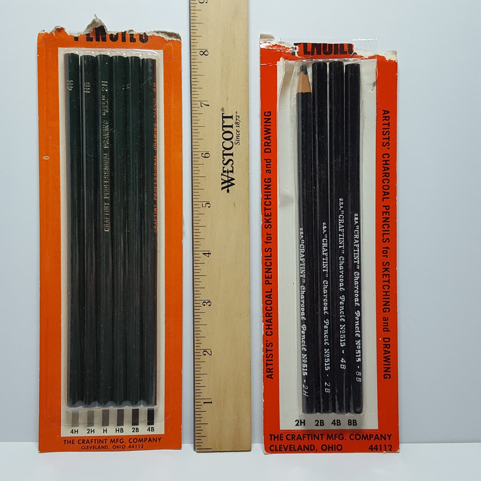 Vintage CRAFTINT Artist Wood & Charcoal Pencil Sets - Only Charcoal 2H Used