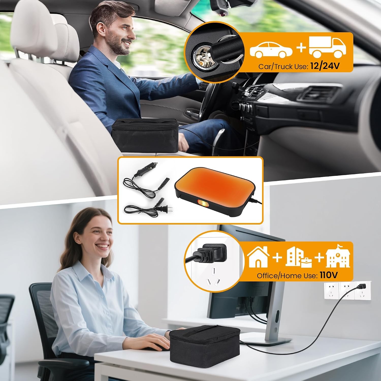 Travel, Home, Office, Truck, Fast Heating Keep Meals Warm for Car, 100W