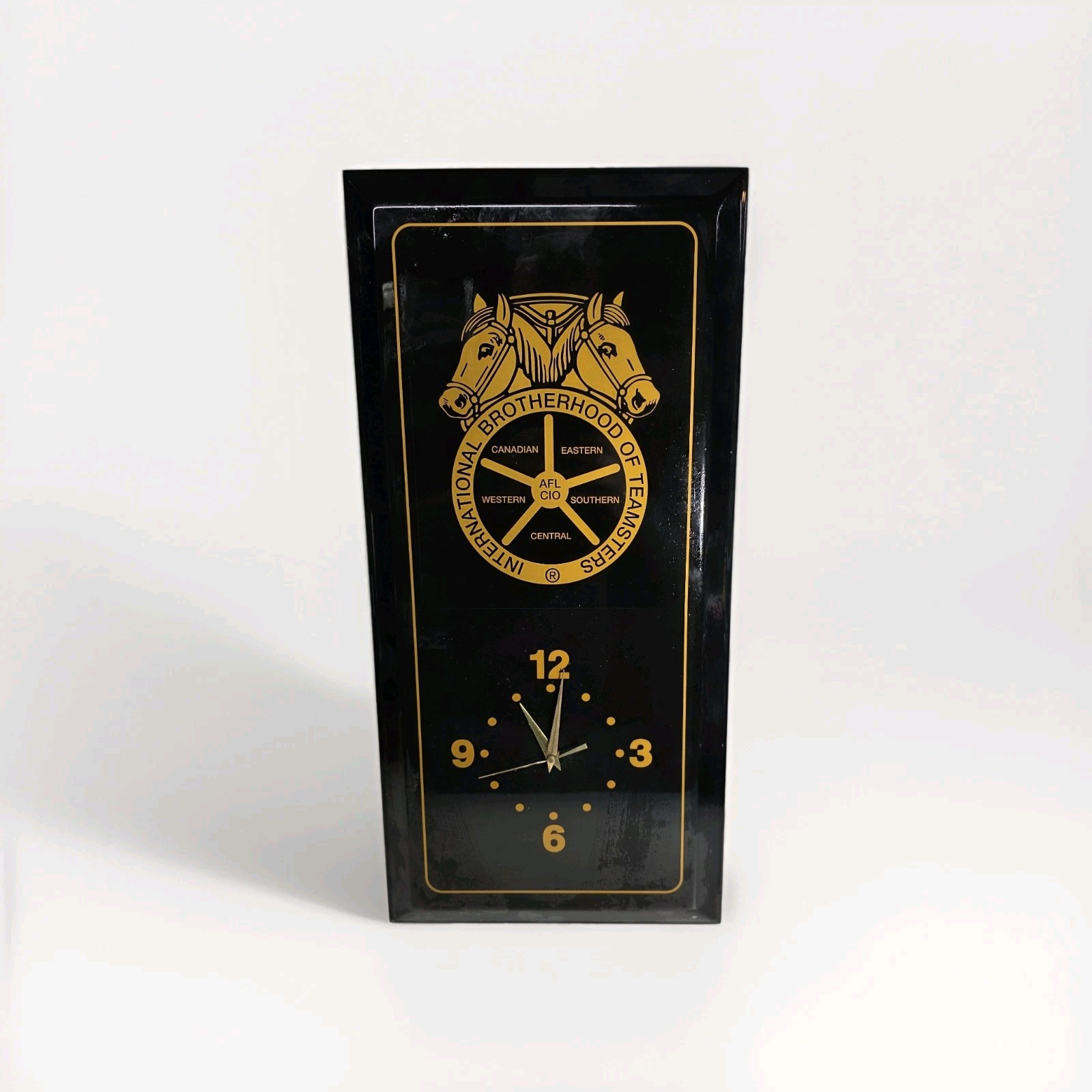 Vintage Brotherhood of Teamsters Wall Clock Black Gold 23