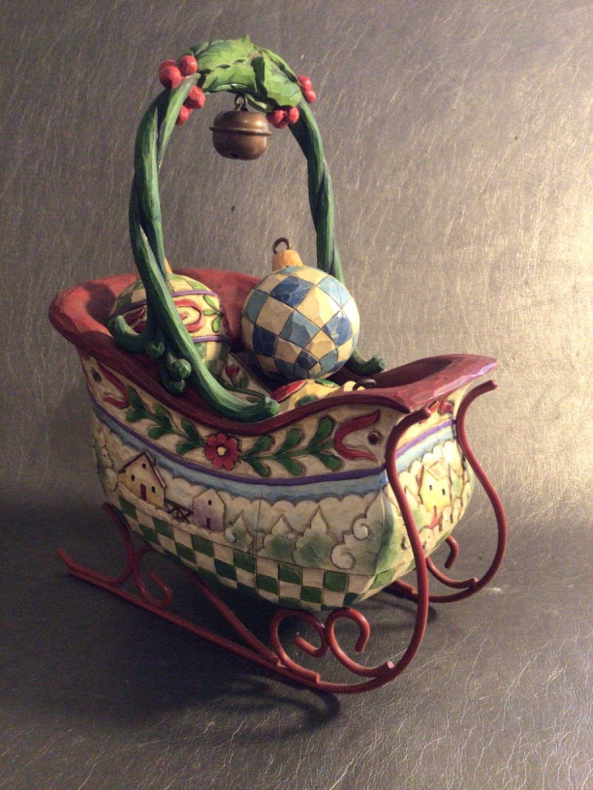 Jim Shore Heartwood Creek Sleigh Bells Ring Sleigh & 4 Ornaments 2007