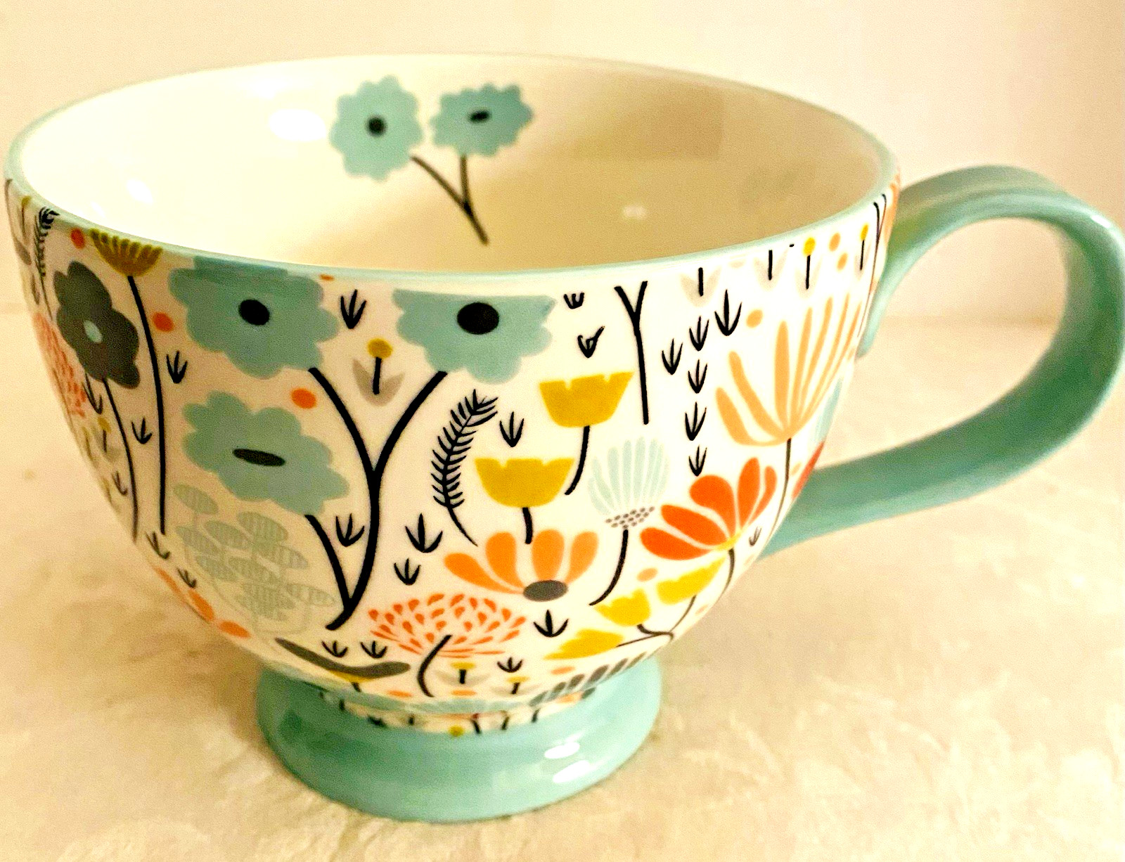 GRACE TEAWARE Fine Porcelain Tea Coffee Mug Floral Botanical DW Micro Safe EUC