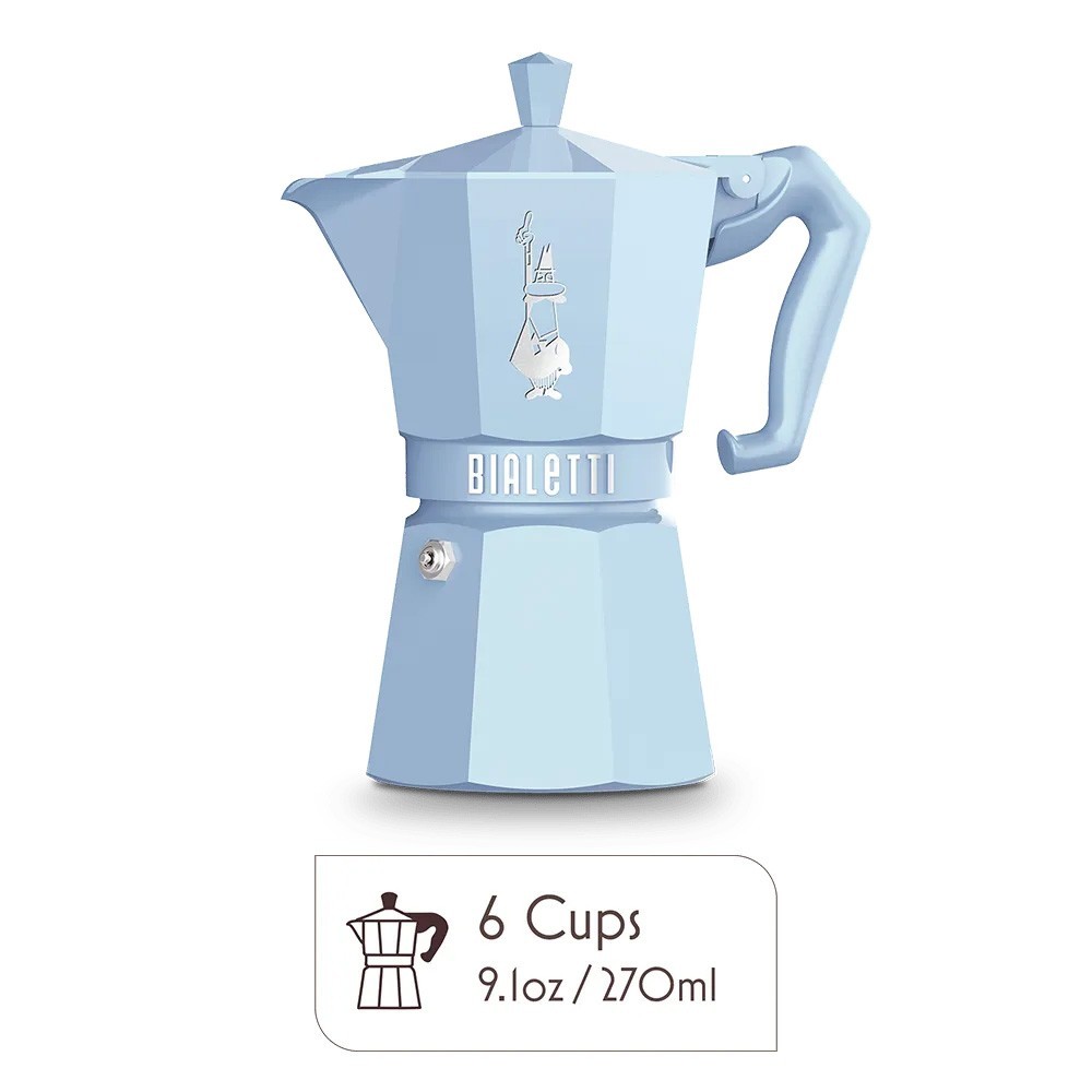 BIALETTI MOKA POT EXCLUSIVE LITE BLUE 6 CUPS 0009062.NEW IN BOX.