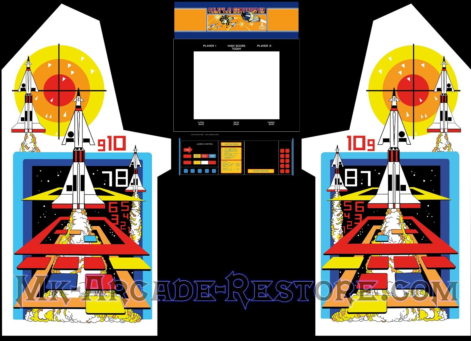 Missile Command Side Art Arcade Cabinet Artwork Graphics Decals for ...
