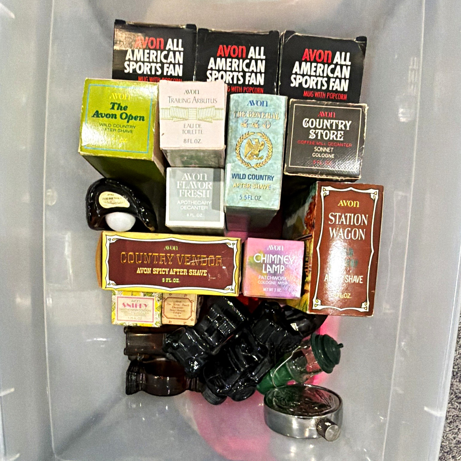 Large Vintage Avon Cologne & After Shave Decanter Collection Lot w/ Original Box
