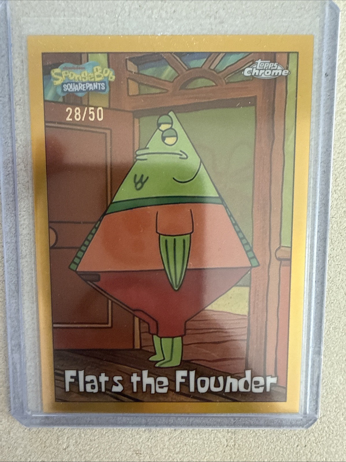 2025 Topps Chrome SpongeBob Flats The Flounder #32 True Gold /50