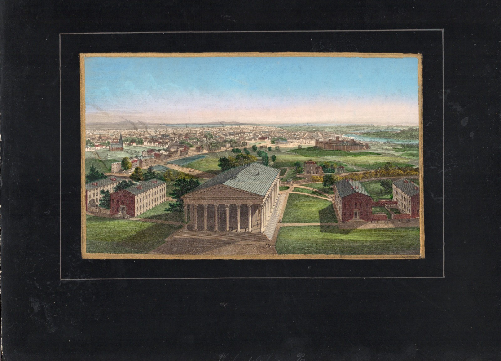 1850's Charles Magnus bird's eye view of Philadelphia from hand colored scenes.