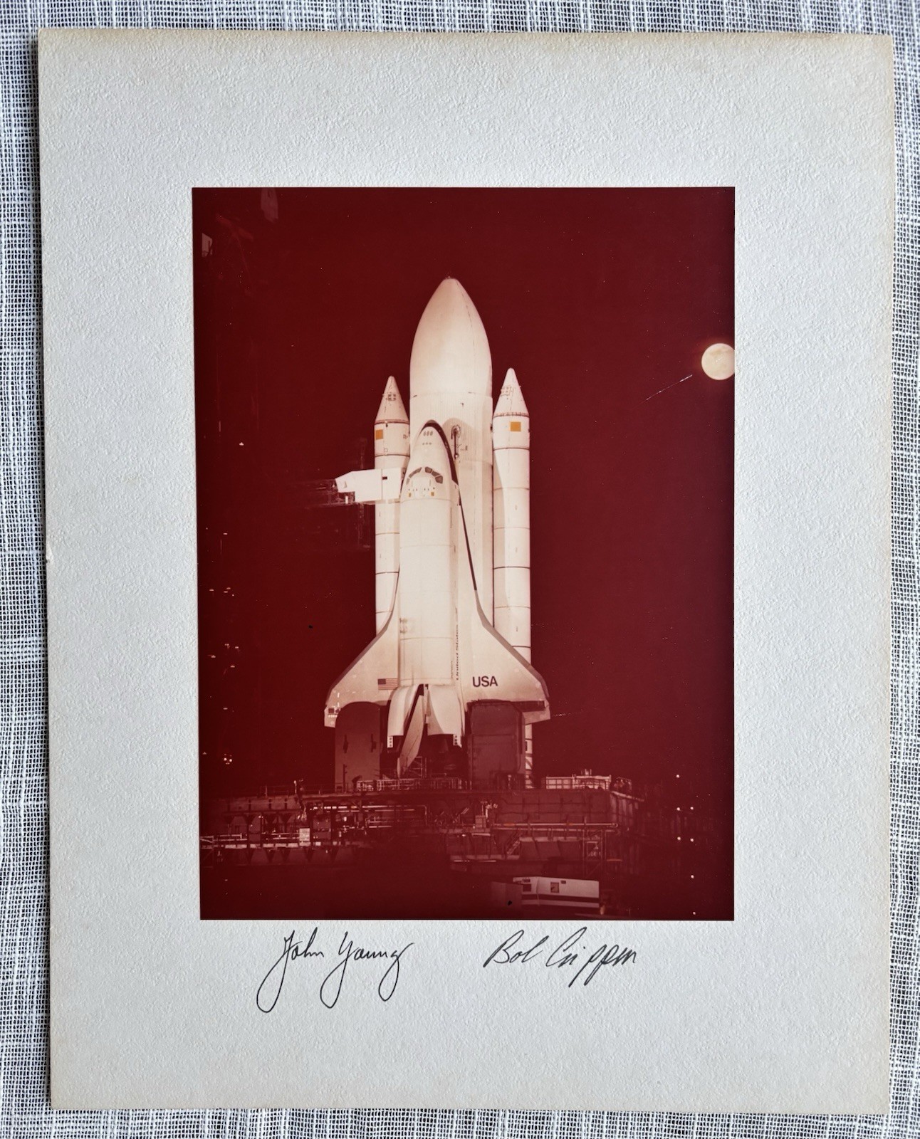 SIGNED Space Shuttle Columbia John Young Bob Crippin STS-1 Red Number w/ COA