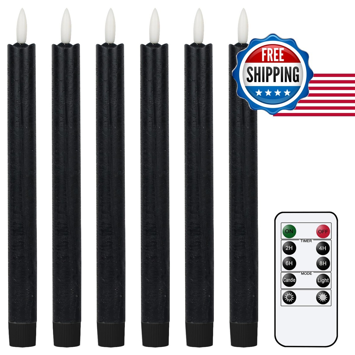 GenSwin Flameless Taper Candles LED Battery Operated Remote Timer Black