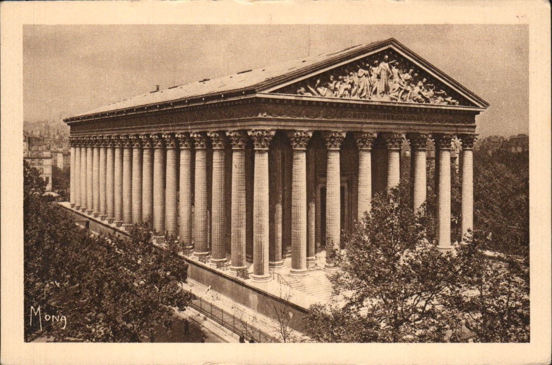 Paris - La Madeleine church, sepia view - Mona Tourist'Carte - Postcard c1925