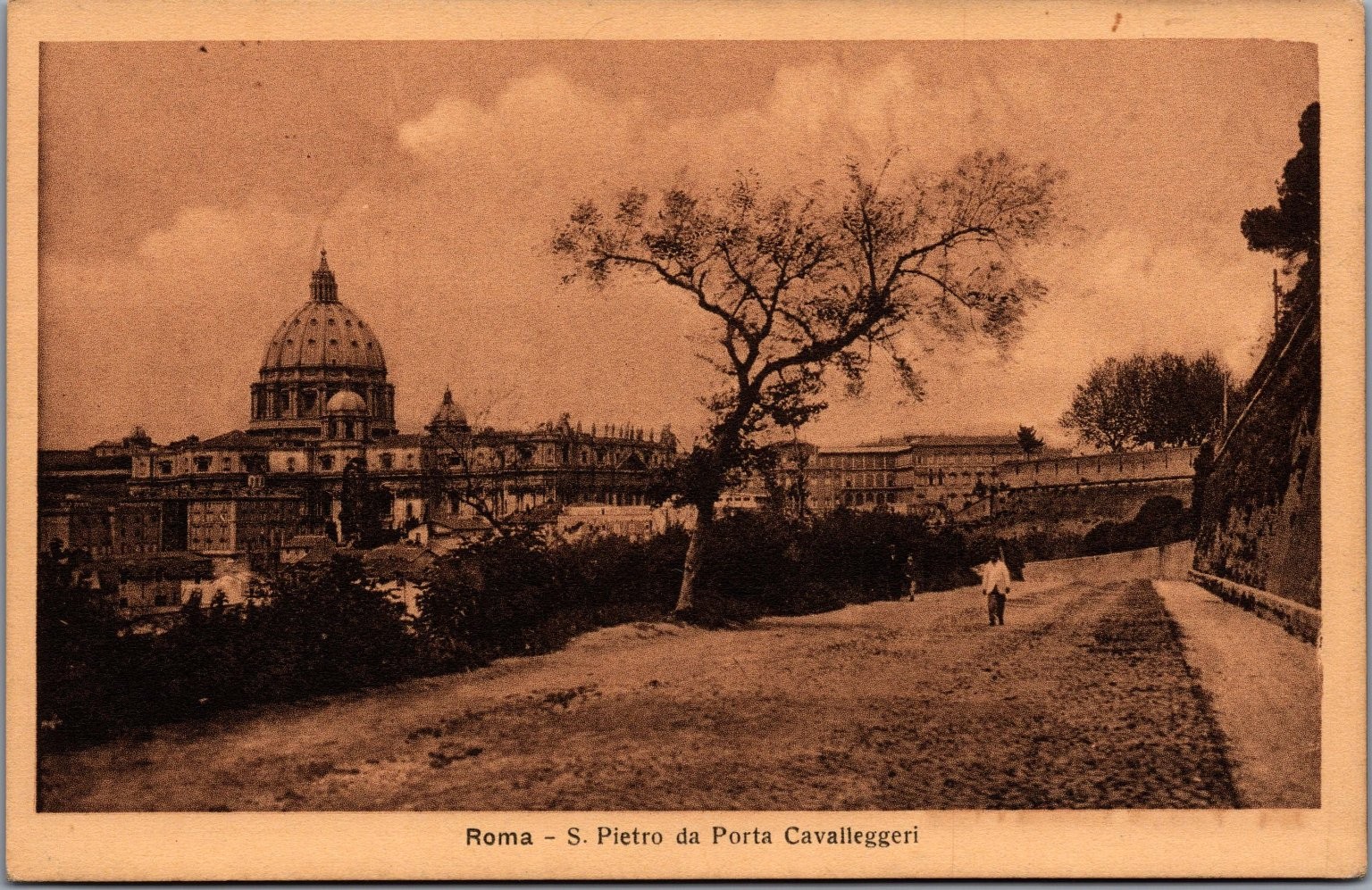 Roma St. Peter\'s Basilica Porta Cavalleggeri Sepia Postcard c.1910s