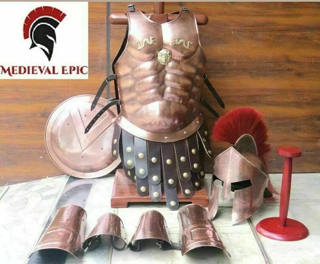 Knight Spartan Suit Of Armor With Muscle Jacket/ Helmet/Shield & Leg Guard Gifts
