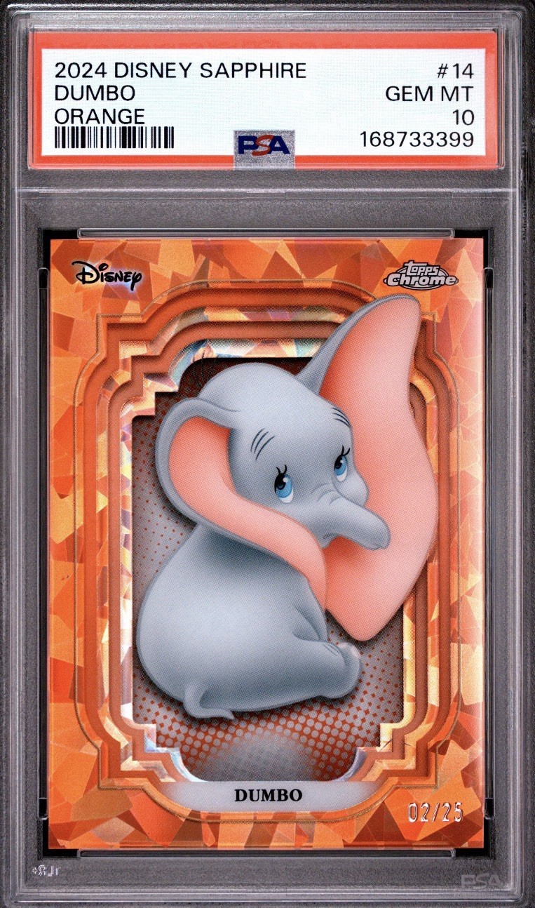 2024 Topps Disney Chrome Sapphire Dumbo 14 Orange Refractor 2/25 PSA 10
