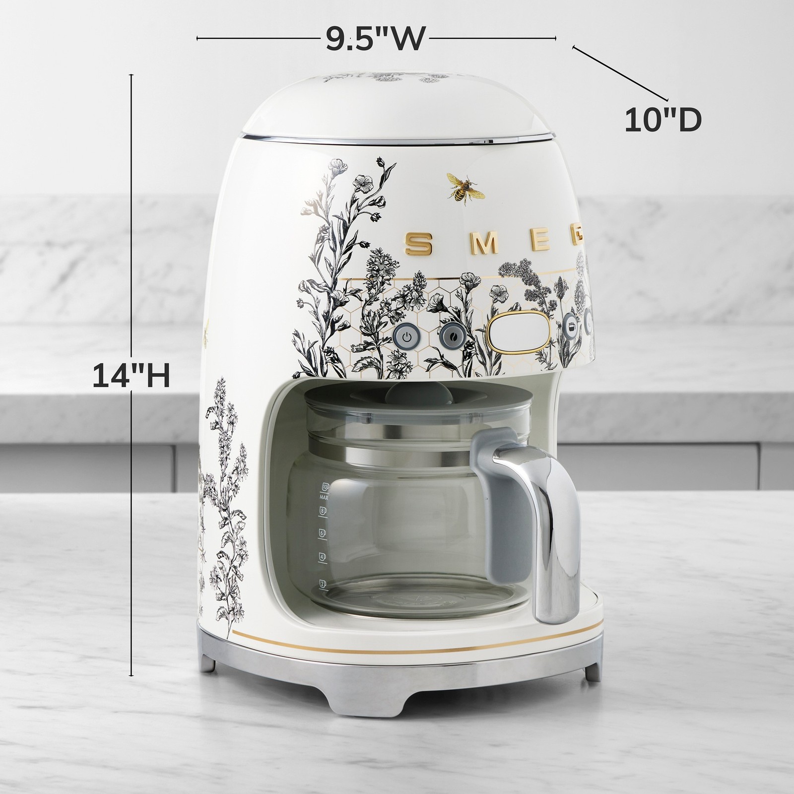 SMEG Honeycomb Drip Coffee Maker, 10-Cup