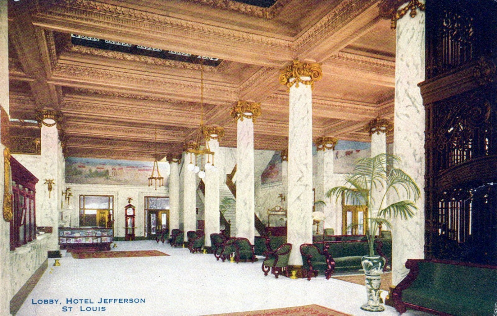 Lobby Hotel Jefferson St. Louis Missouri Vintage Divided Back Post Card