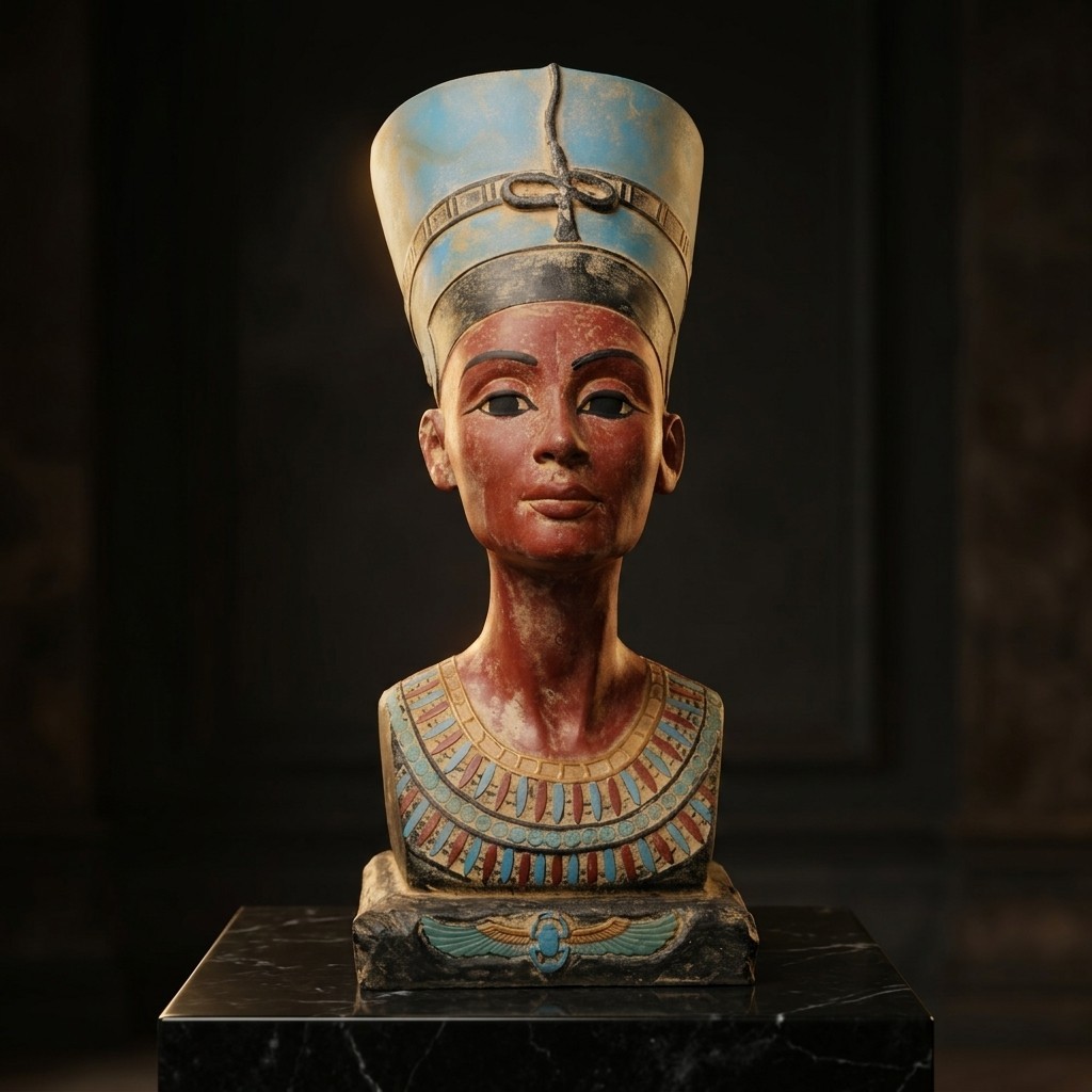 Ancient Egyptian Queen Nefertiti Bust Rare Royal Pharaoh Statue BC