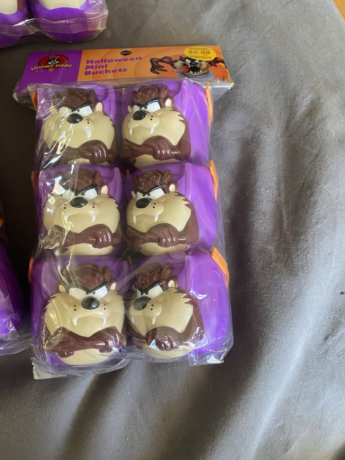 Vtg. Halloween Taz Tasmanian Devil Mini Buckets Decor 3 Six Packs New In Package