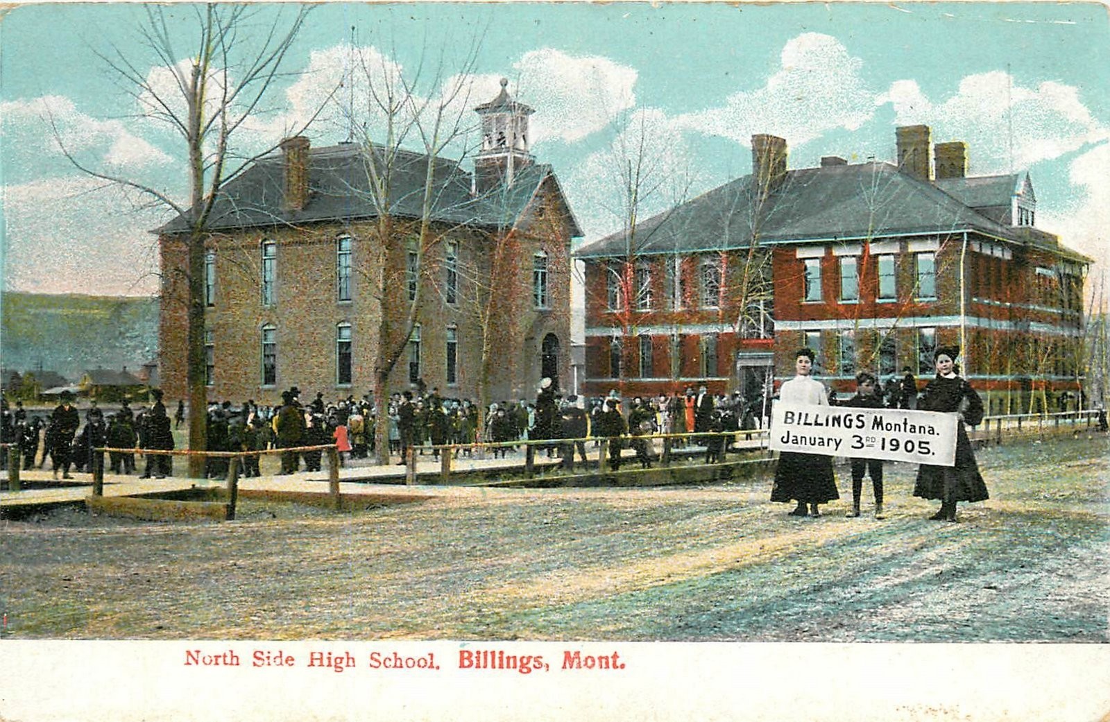 c1910 Billings Montana North Side High School occupation Postcard 25-11662