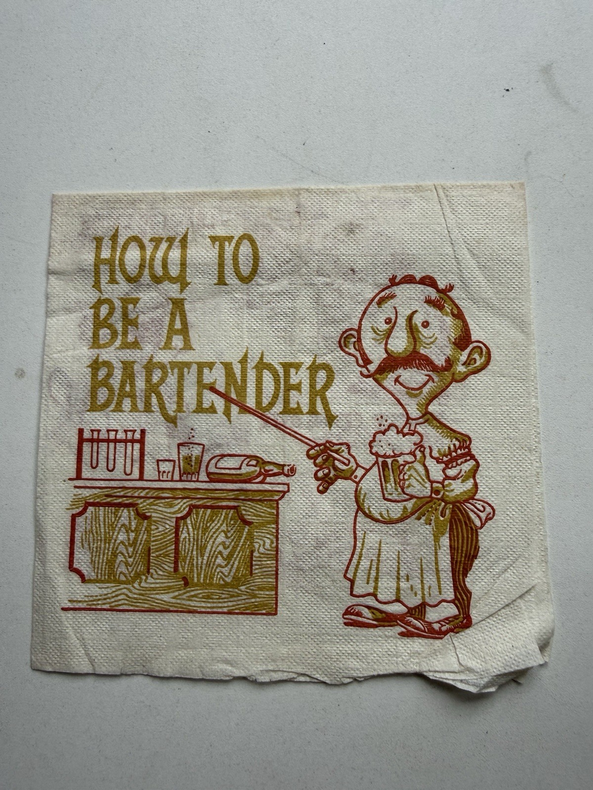 Vintage 1960s Fort Howard How to Be a Bartender Cocktail Napkin Bar Humor