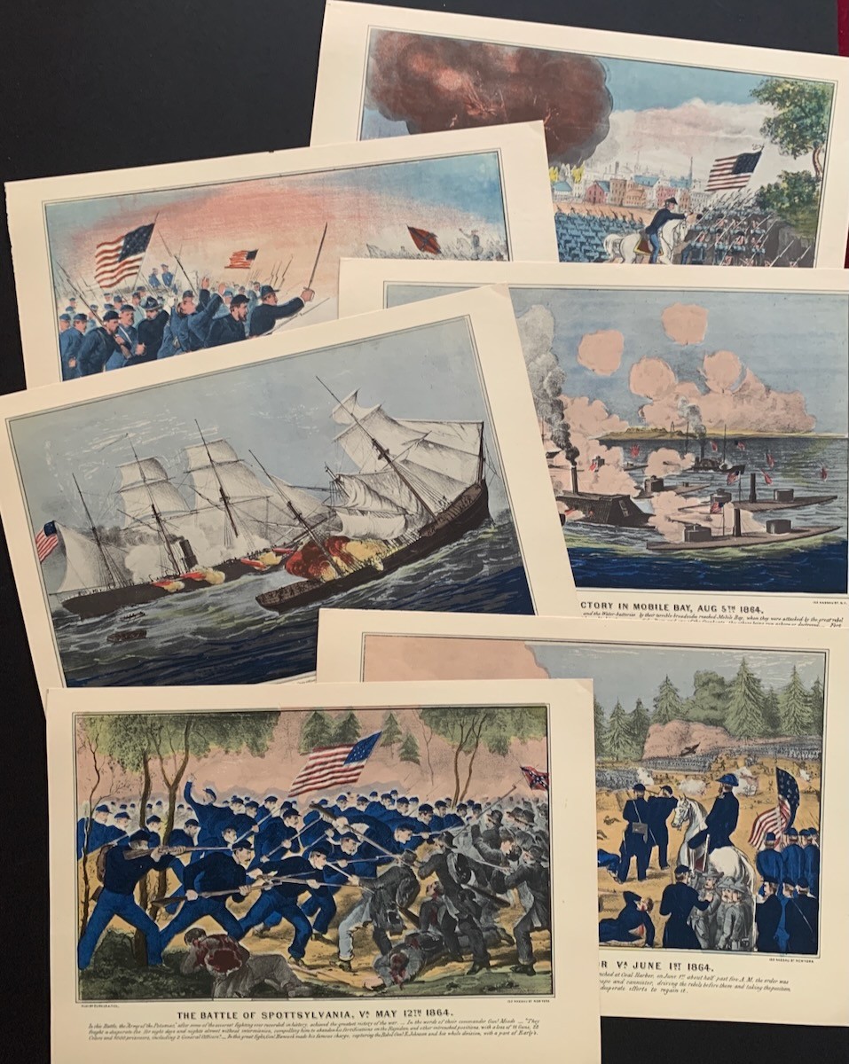 Currier & Ives Civil War 1960s Six Reproduction Prints of Battles Portfolio #7