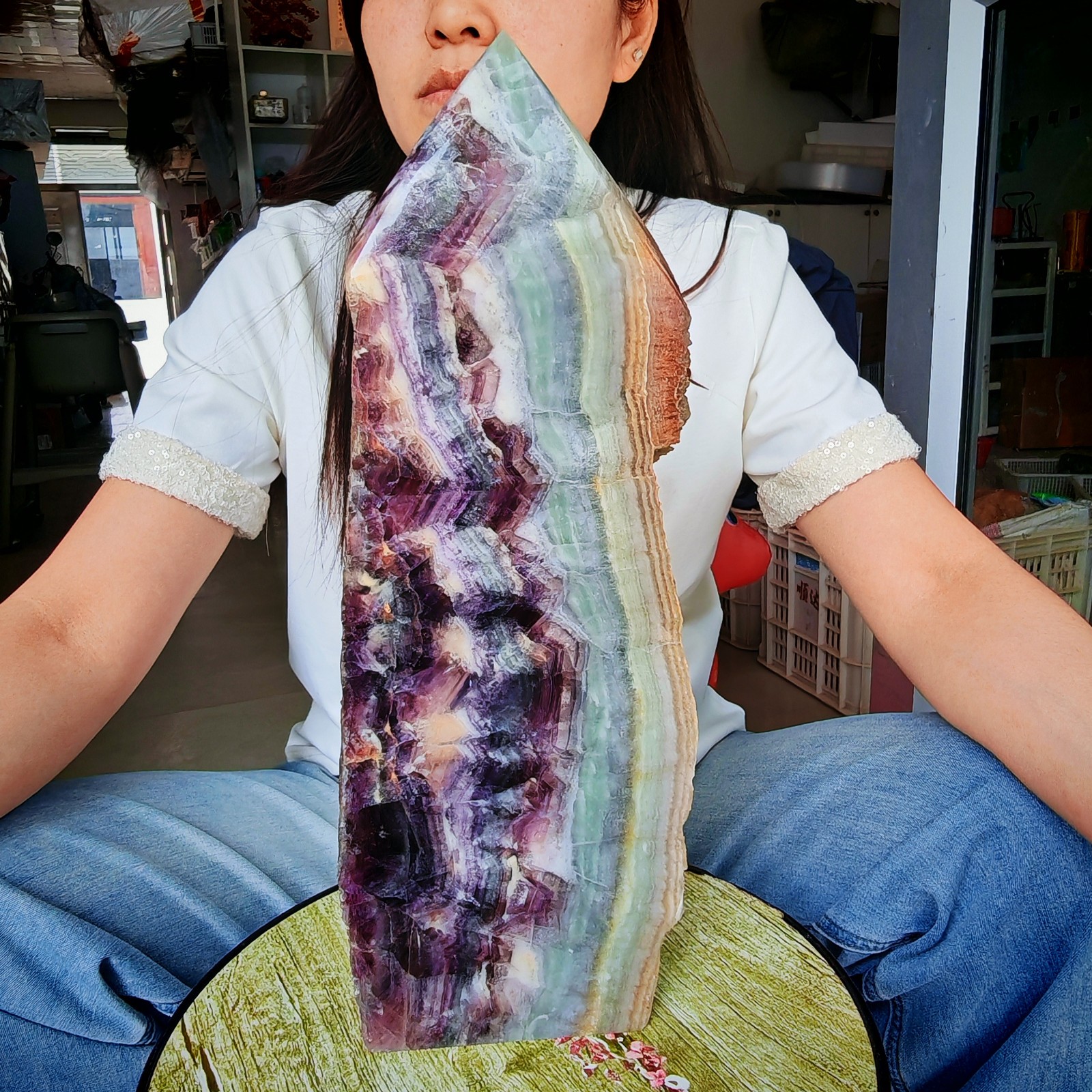 13.2LB Restoration of Natural Colored Fluorite Crystal Specimens 6000g
