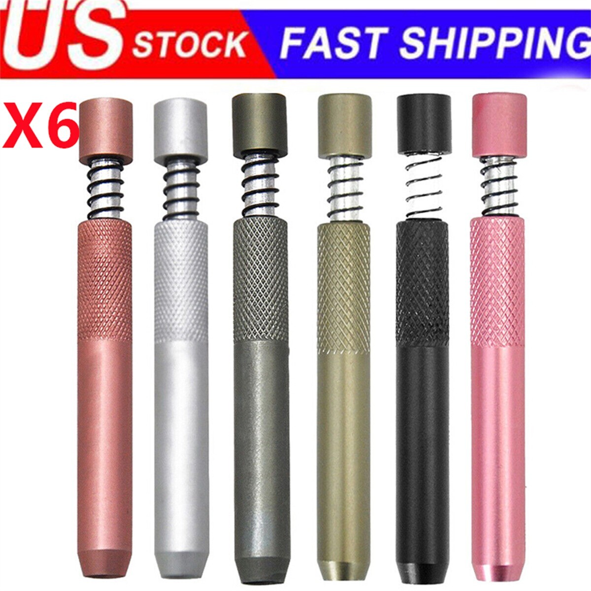6Pcs Portable Self Cleaning One Hitter Metal Bat Tobacco Smoking Dugout Pipe