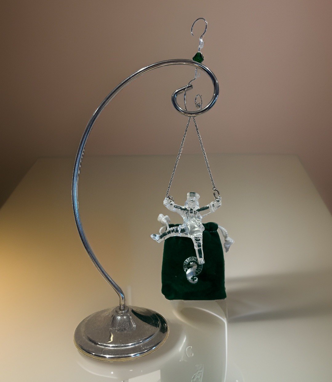 Waterford Crystal 12 Days Of Christmas Ten Lords Of Leaping w / Green Bag 