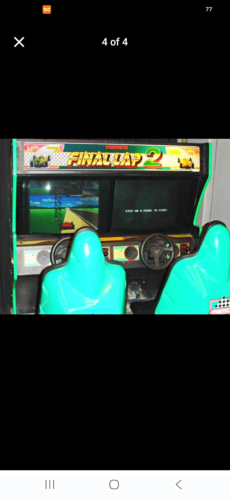 Namco Final Lap 2 Twin Sit-Down Arcade Racing Cabinet, Dual Screens, 2 Seats