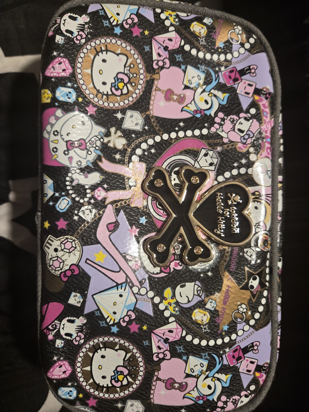 Rare Vintage Tokidoki Hello Kitty Black Diamonds Pouch Sanrio Makeup Case 2011