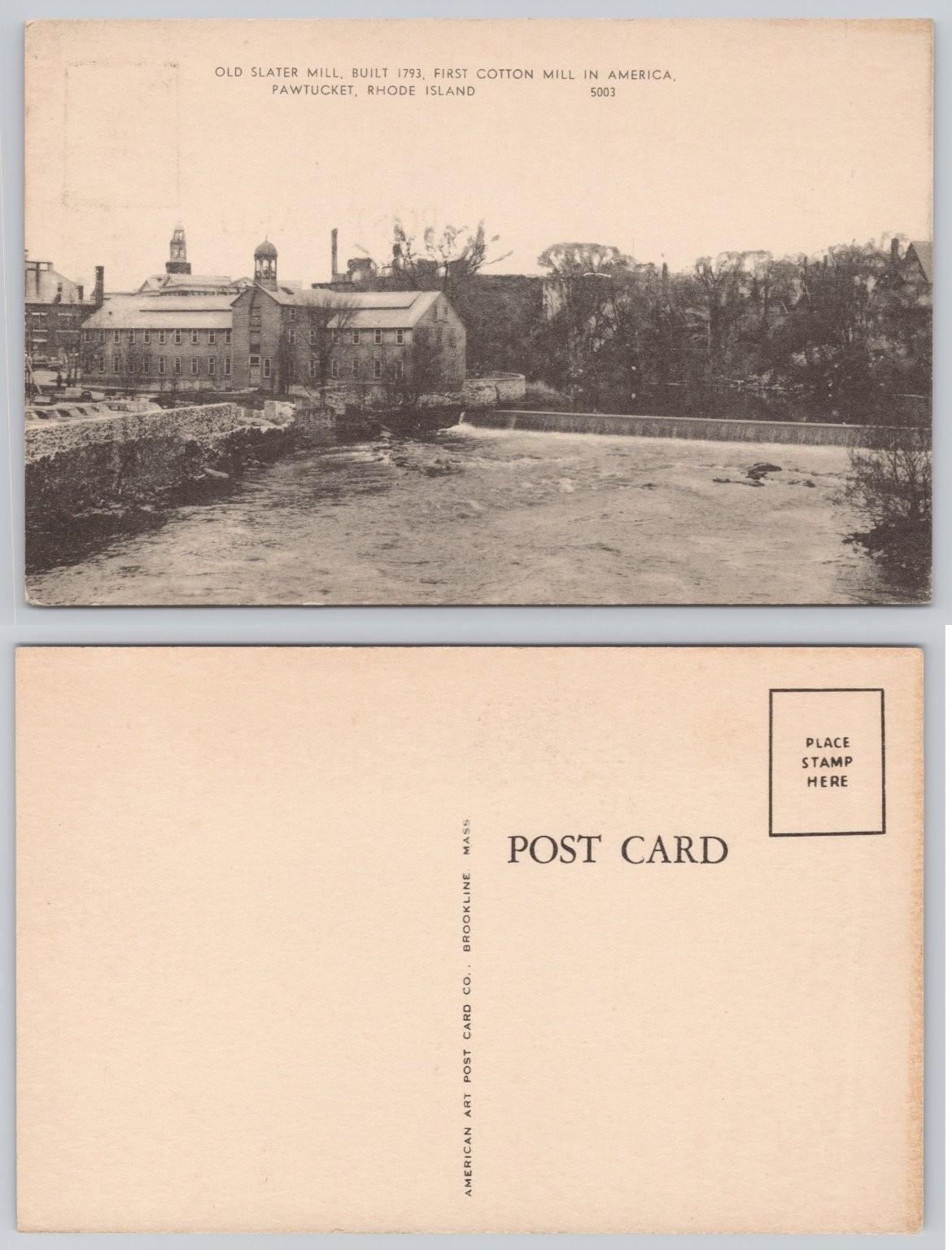 Old Slater Mill Pawtucket RI First Cotton Mill America Vintage Postcard