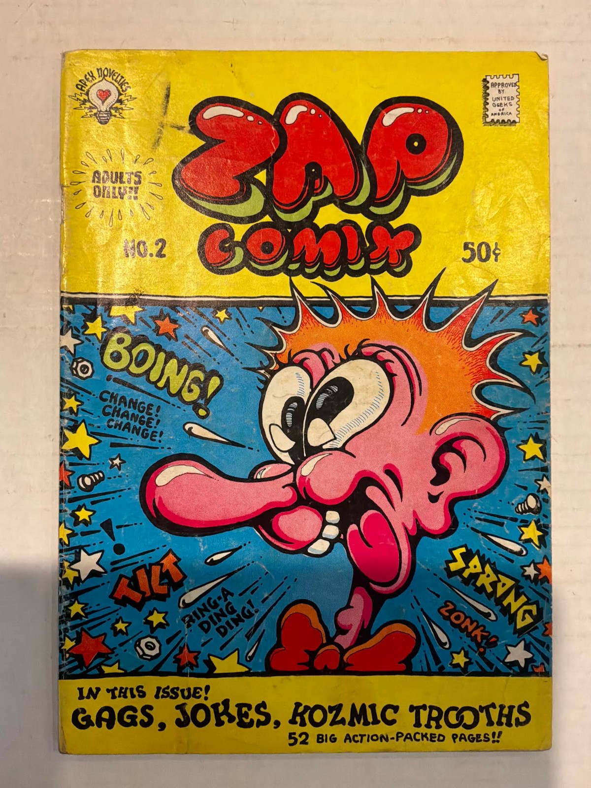 ZAP COMIX NO. 2 UNDERGROUND COMIC BOOK BY APEX NOVELTIES