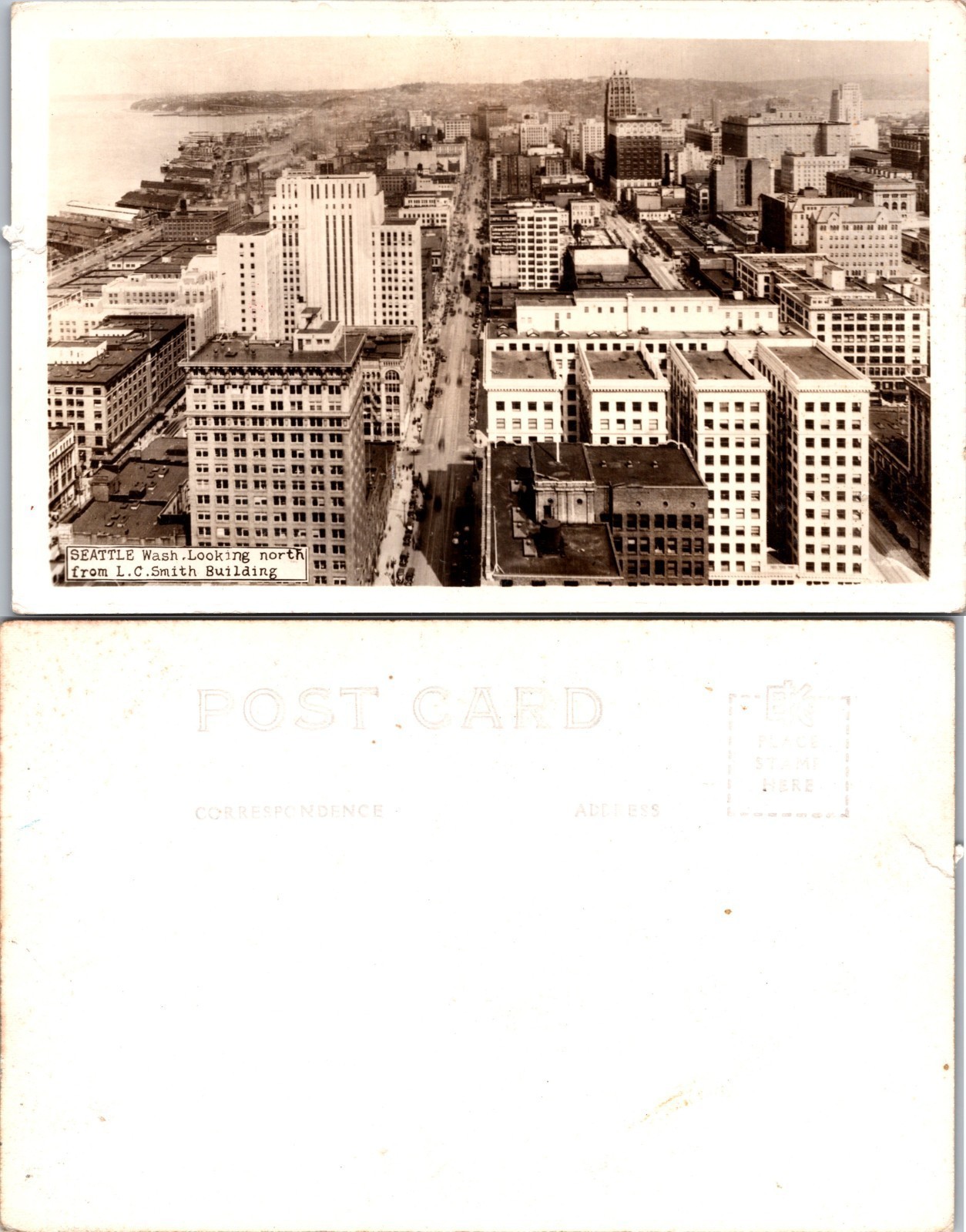 Vintage Seattle Washington RPPC Downtown View from L.C. Smith Building