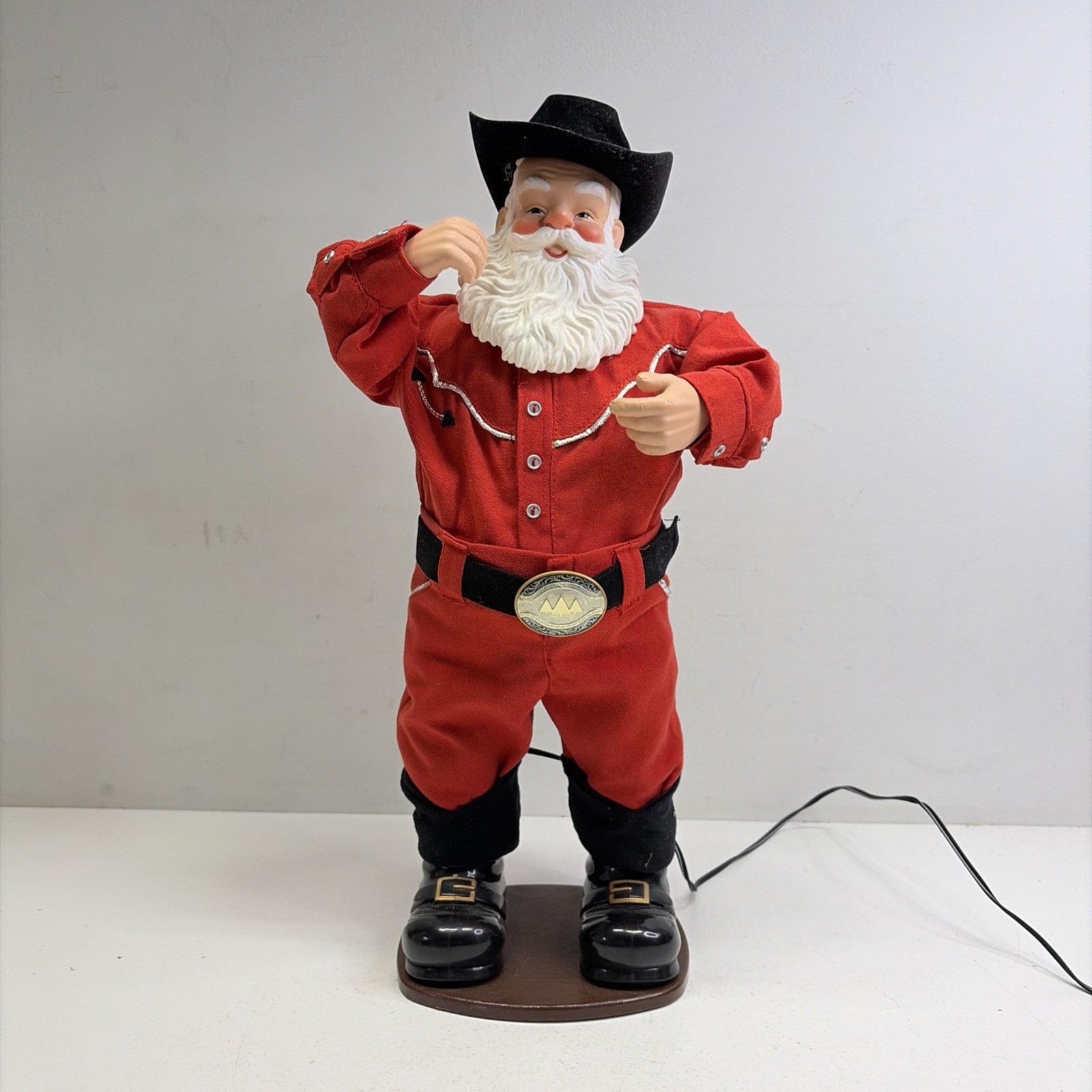 VTG Holly Jolly Rockin Santa Singing Hip-Swingin\' Santa Cowboy 1998 Tested Works