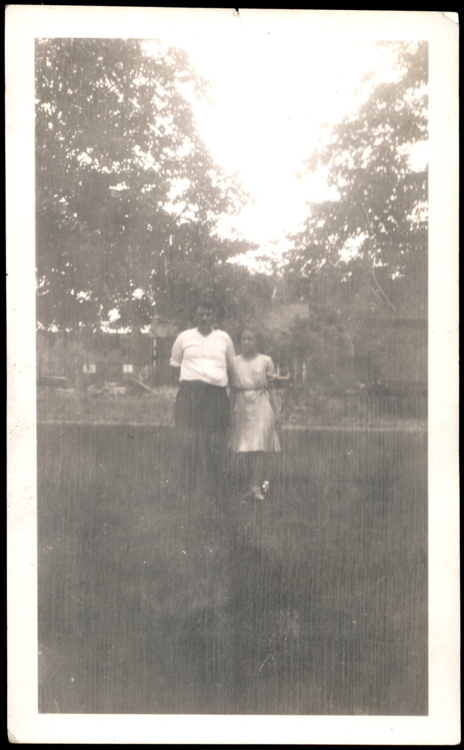 Two People Outdoors 1940s 1950s Snapshot Photograph Candid Americana Vernacular