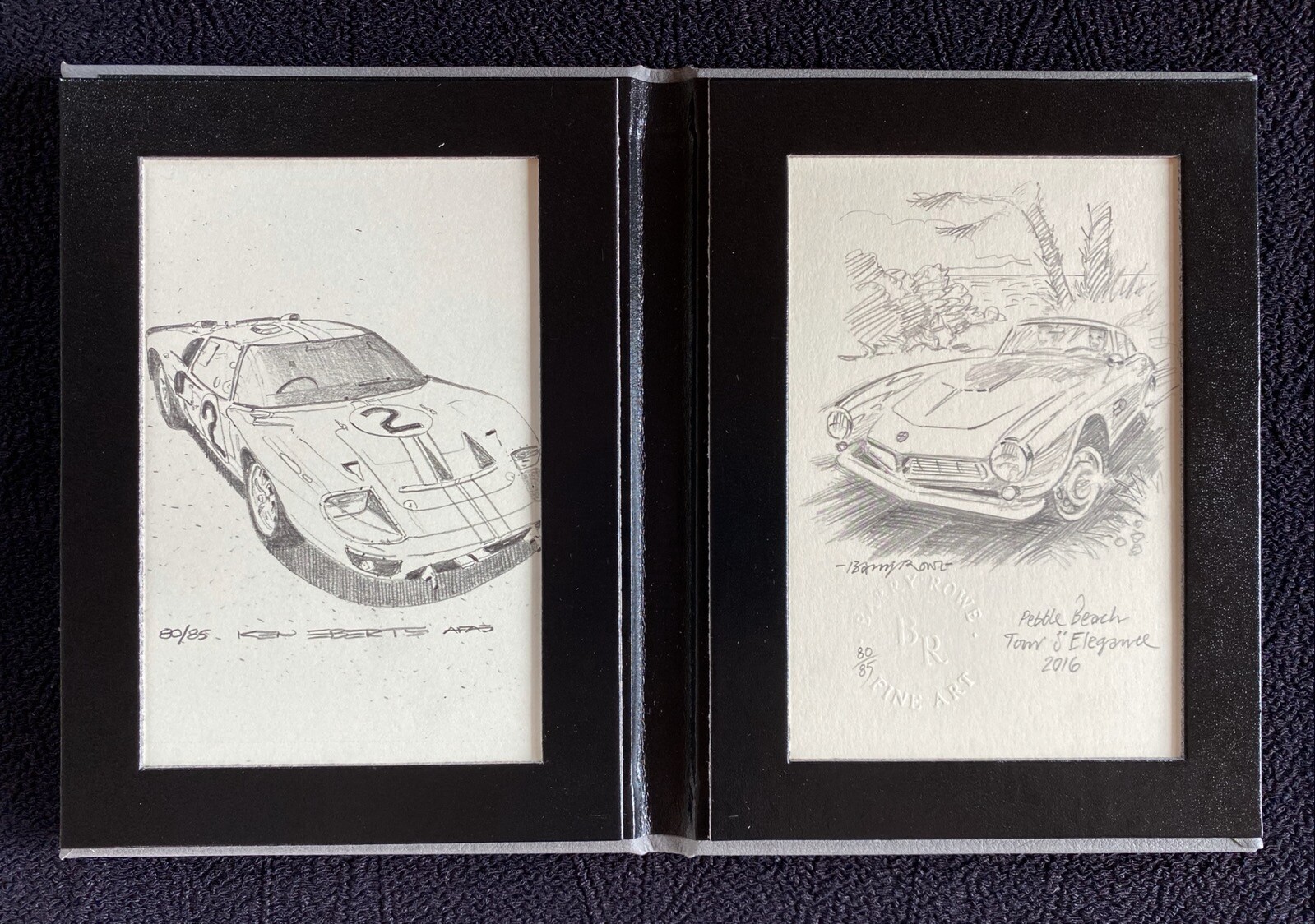 2016 Pebble Beach Concours Poster Art Remarques Ford GT40 BMW 507 ROWE S/N x/85