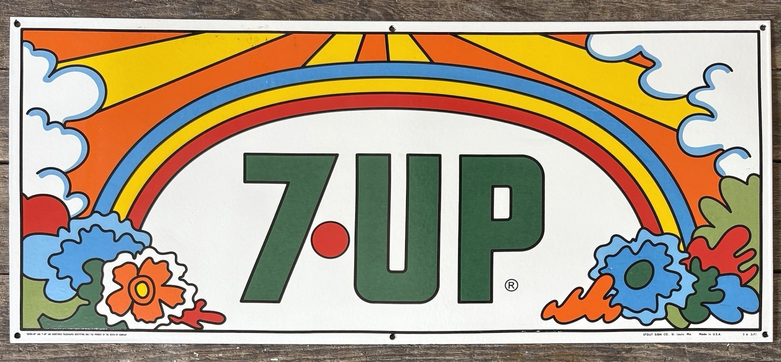 7-Up Lemon-Lime Soda Vintage 1960’s Porcelain Sign, 15” x 35”