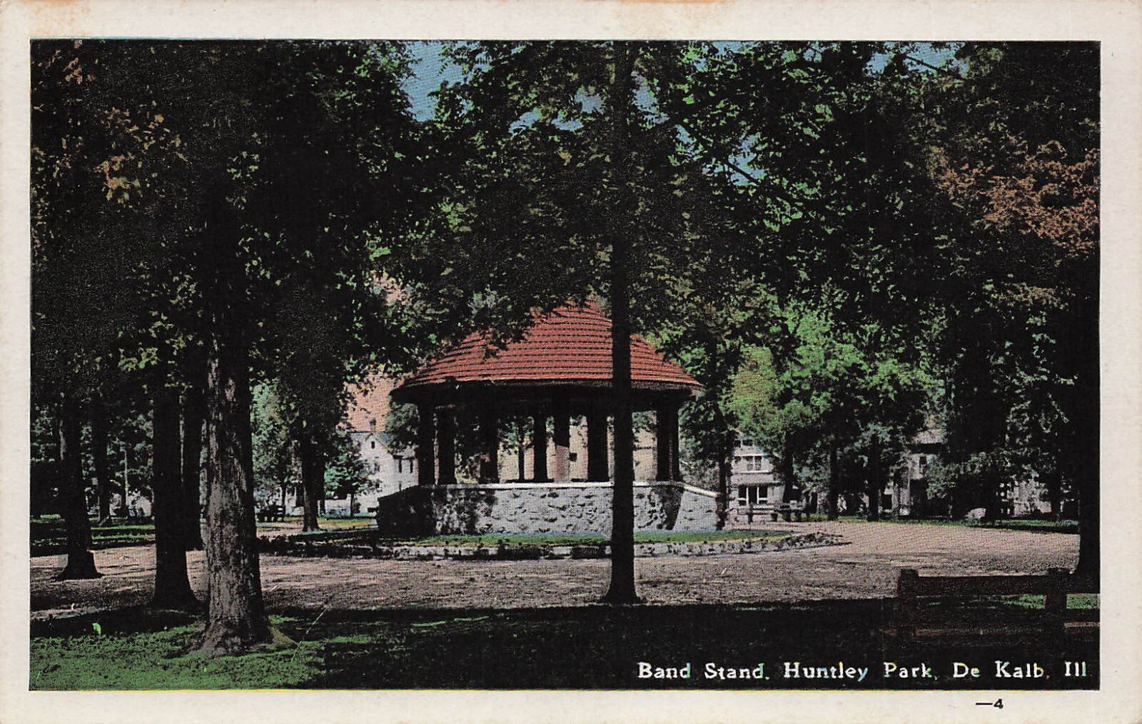 DeKalb, Illinois Huntley Park Downtown Band Stand 1920s Vtg Postcard H15