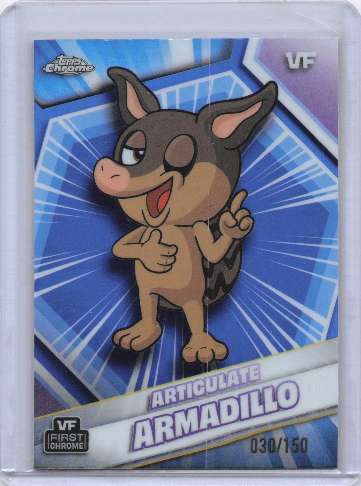 2026 Topps Chrome VeeFriends #22 Articulate Armadillo Blue Refractor /150
